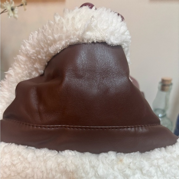 LEVI’S FAUX SHERPA & LEATHER DETAIL MOTO COAT TEDDY BEAR JACKET WHITE BROWN SZ L - Picture 6 of 12